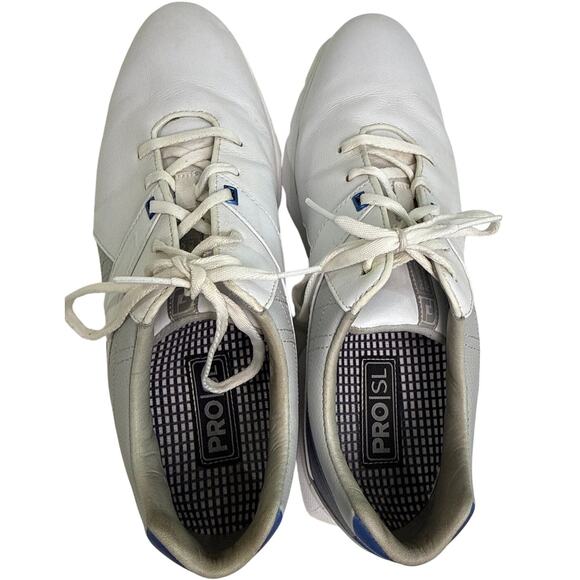 FootJoy Pro SL Golf Shoes White Blue Spikeless Waterproof Men\'s 10.5 Medium